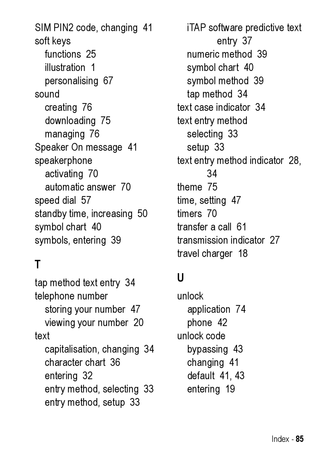 Motorola C390 manual Index 