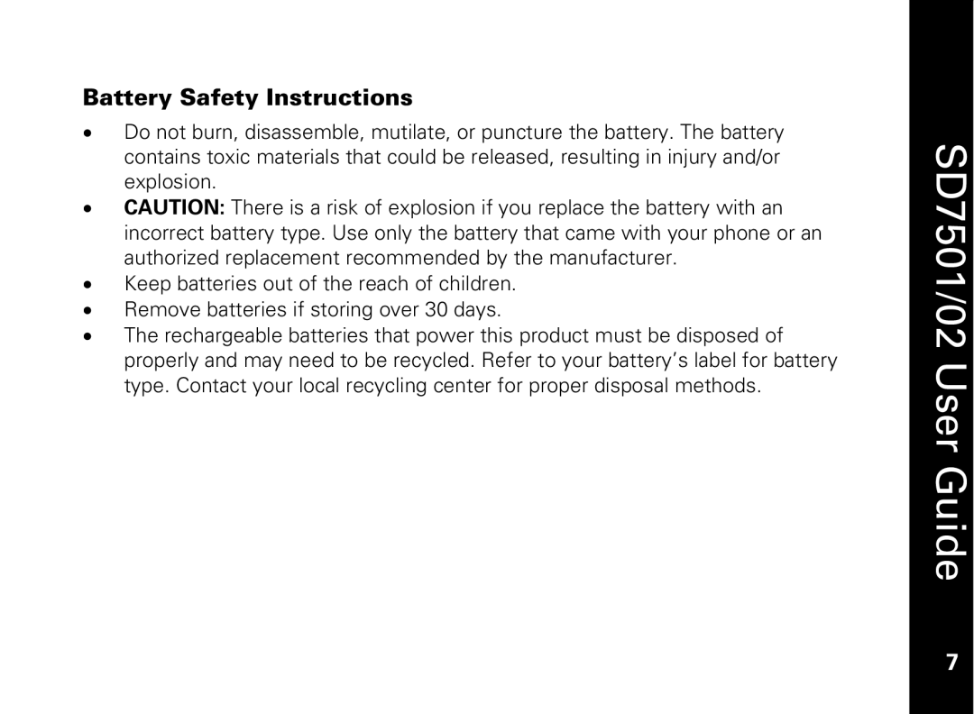 Motorola C51 Series manual Battery Safety Instructions 