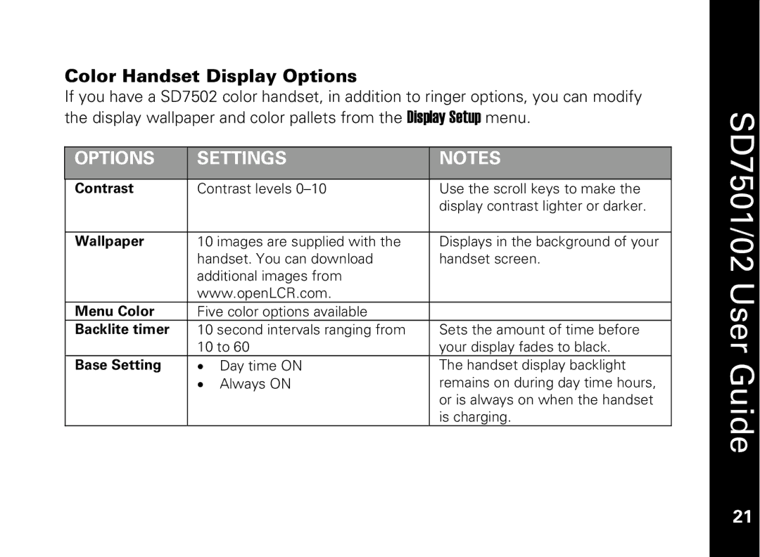 Motorola C51 Series manual Color Handset Display Options 