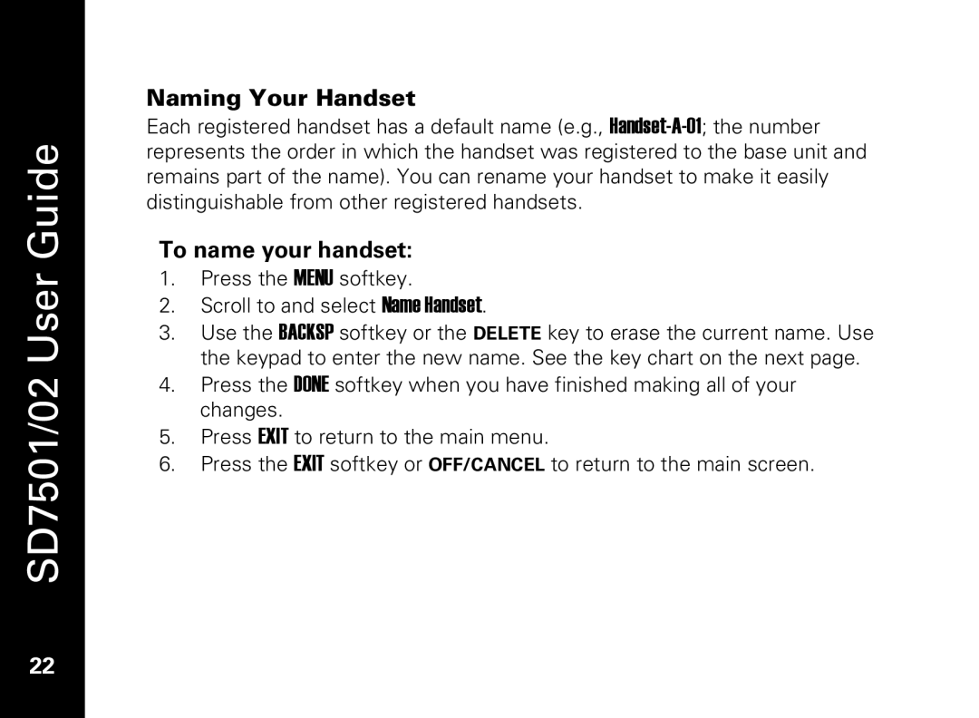 Motorola C51 Series manual Naming Your Handset, To name your handset 