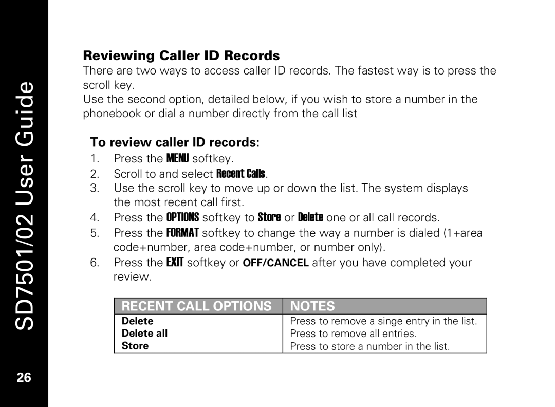 Motorola C51 Series manual Reviewing Caller ID Records, To review caller ID records 