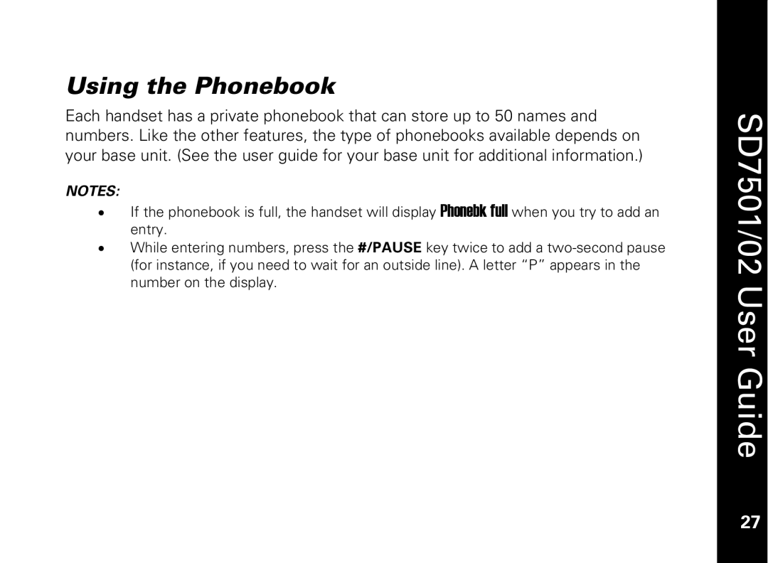 Motorola C51 Series manual Using the Phonebook 