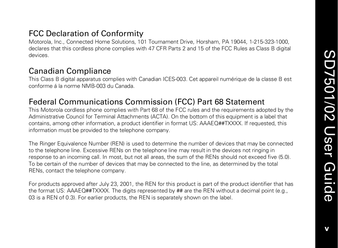 Motorola C51 Series manual FCC Declaration of Conformity 