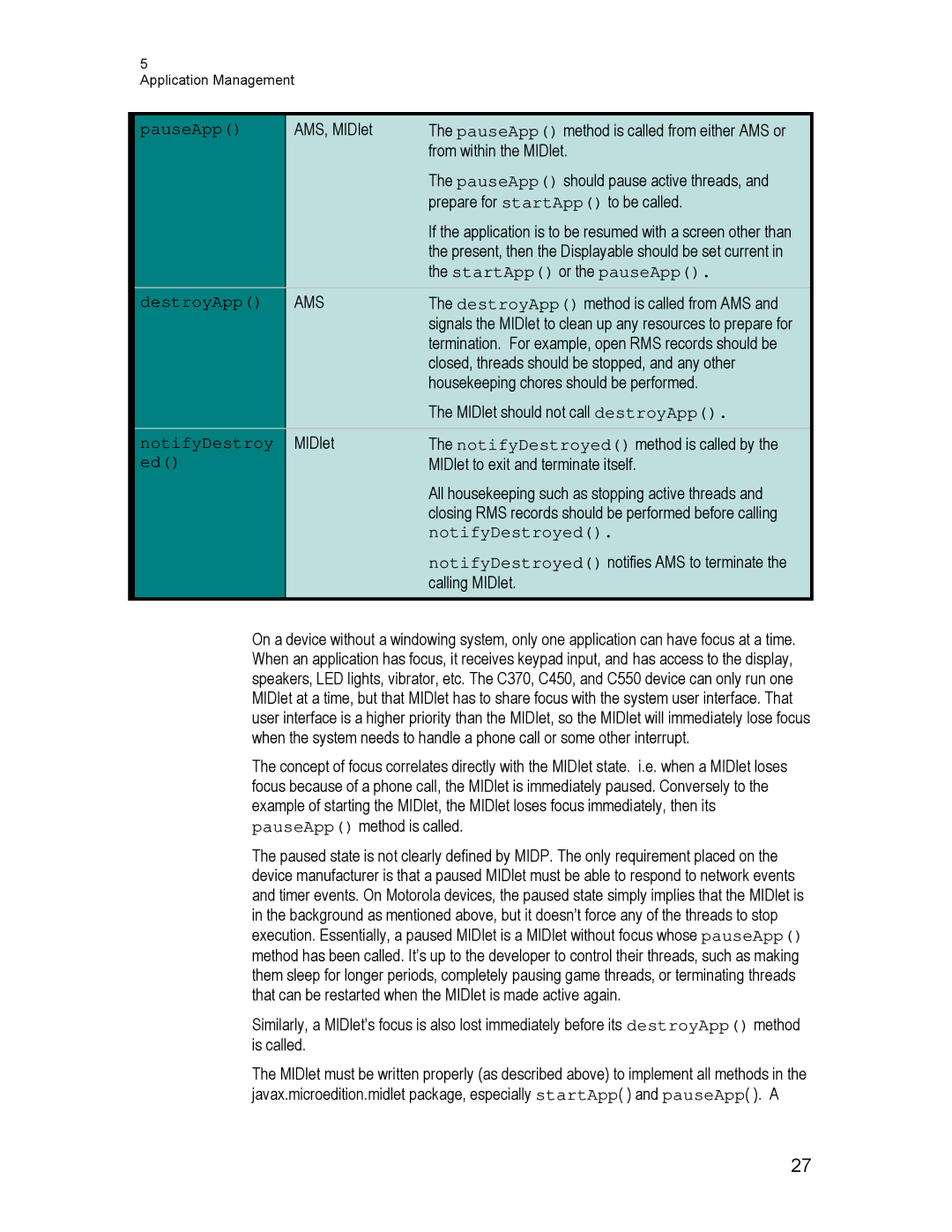 Motorola C550, C450, C370 technical manual StartApp or the pauseApp 