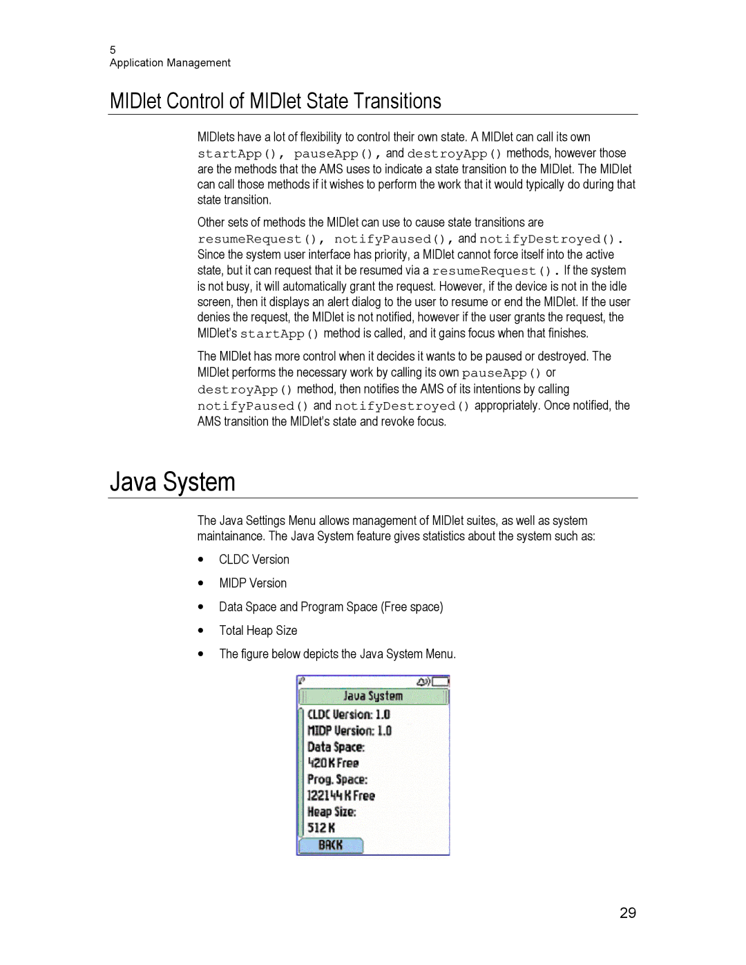 Motorola C370, C550, C450 technical manual Java System, MIDlet Control of MIDlet State Transitions 