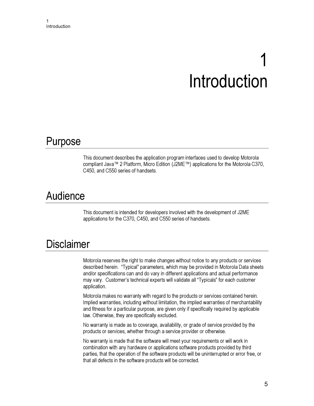 Motorola C370, C550, C450 technical manual Introduction, Purpose, Audience, Disclaimer 