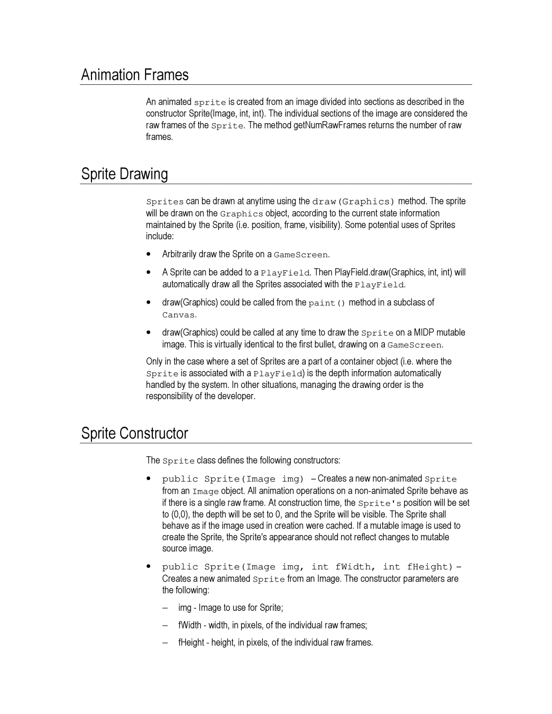 Motorola C370, C550, C450 technical manual Animation Frames, Sprite Drawing, Sprite Constructor 