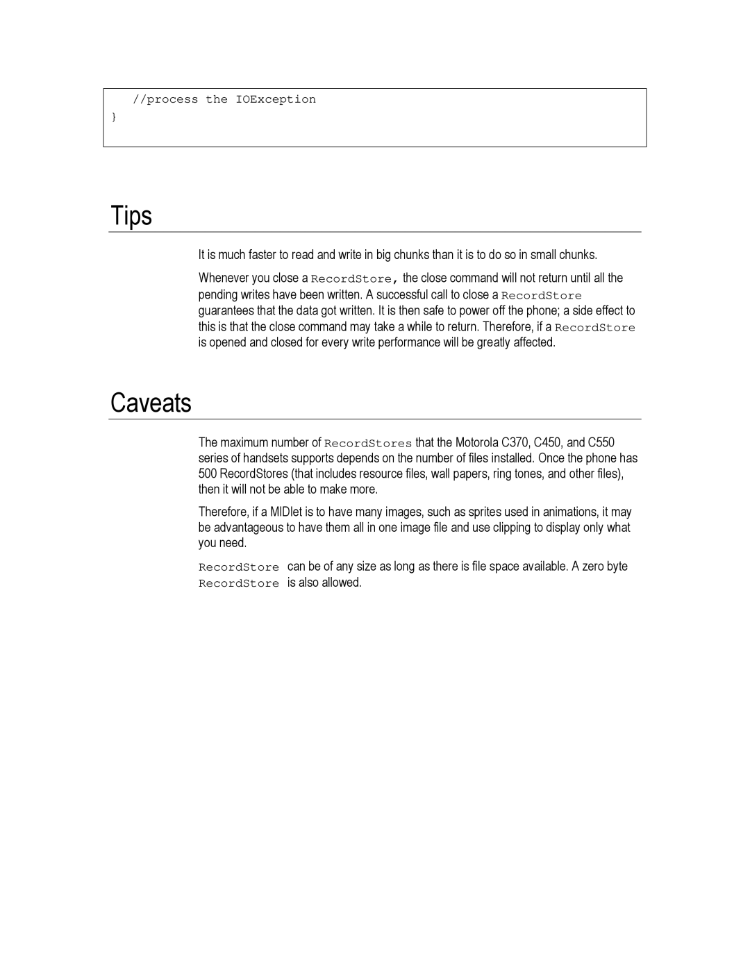 Motorola C370, C550, C450 technical manual Tips, Caveats 