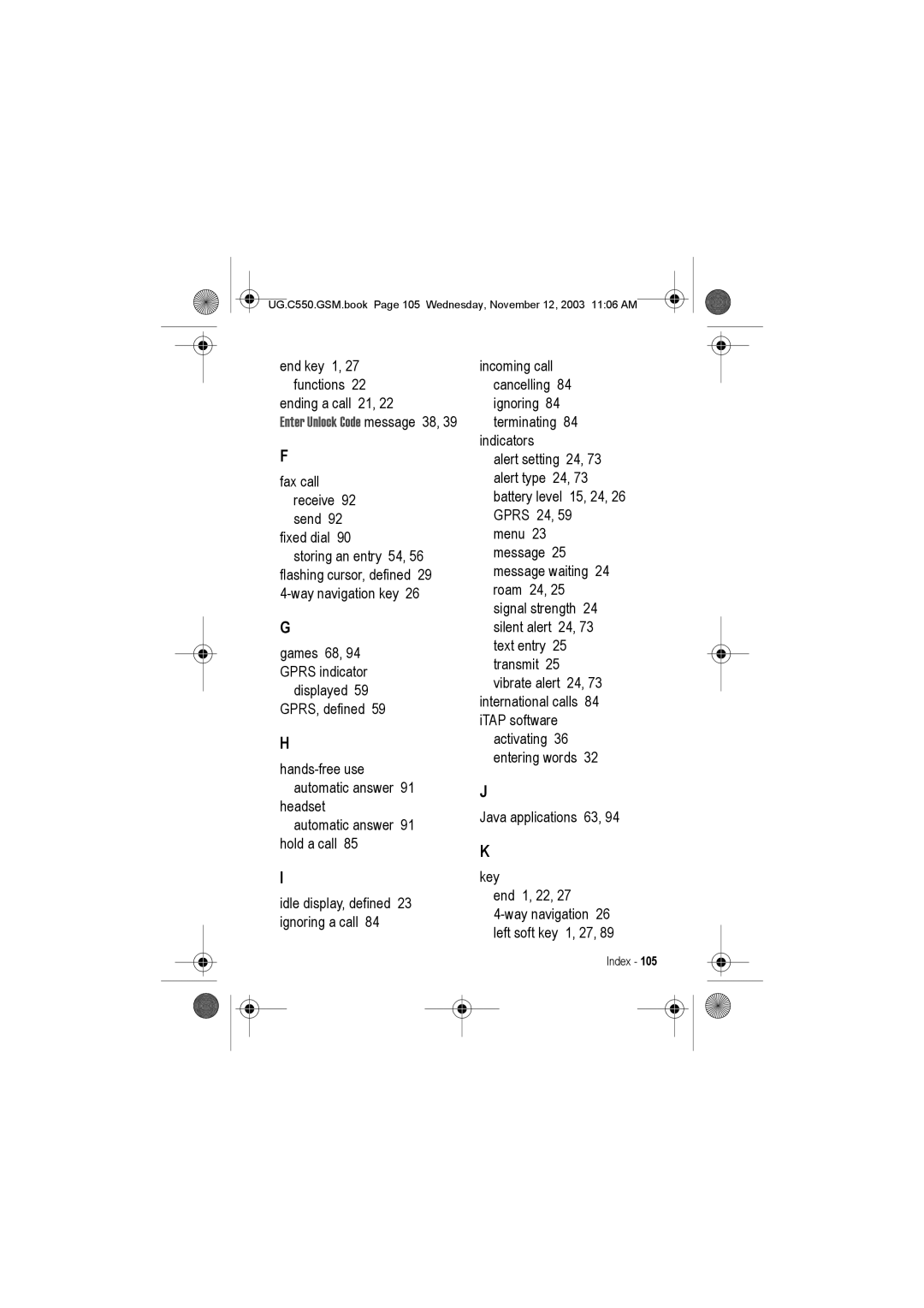 Motorola C550 manual Enter Unlock Code message 38 