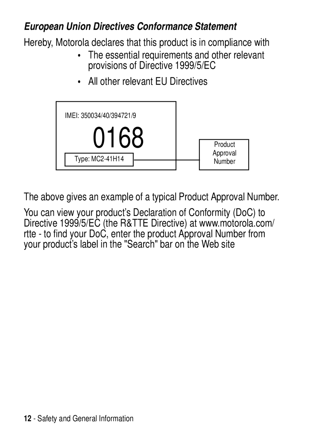 Motorola C975 3G manual European Union Directives Conformance Statement, All other relevant EU Directives 