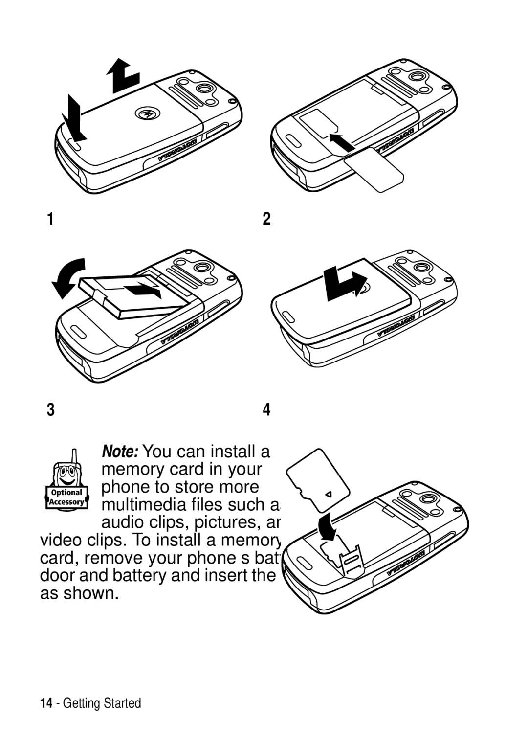 Motorola C975 3G manual Memory card in your Phone to store more 