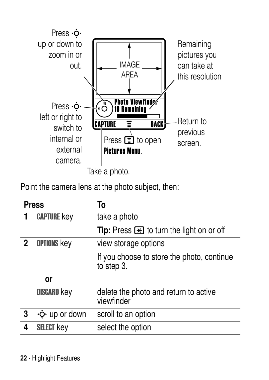 Motorola C975 3G manual Press 