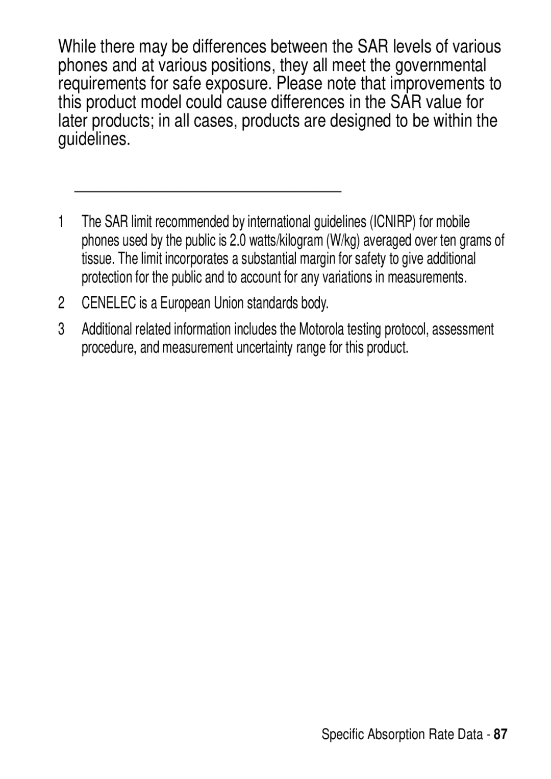 Motorola C975 3G manual Cenelec is a European Union standards body 