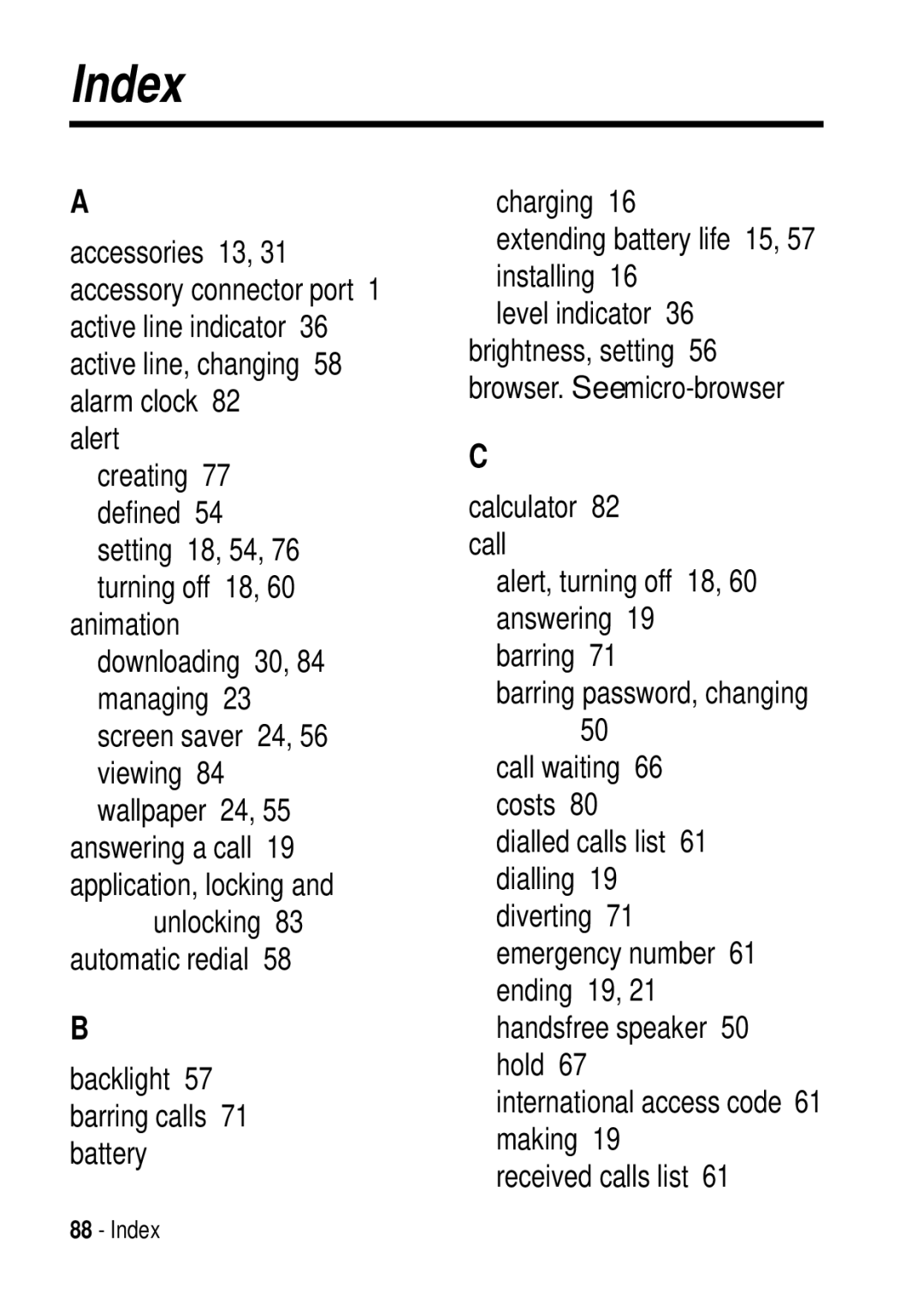 Motorola C975 3G manual Index 