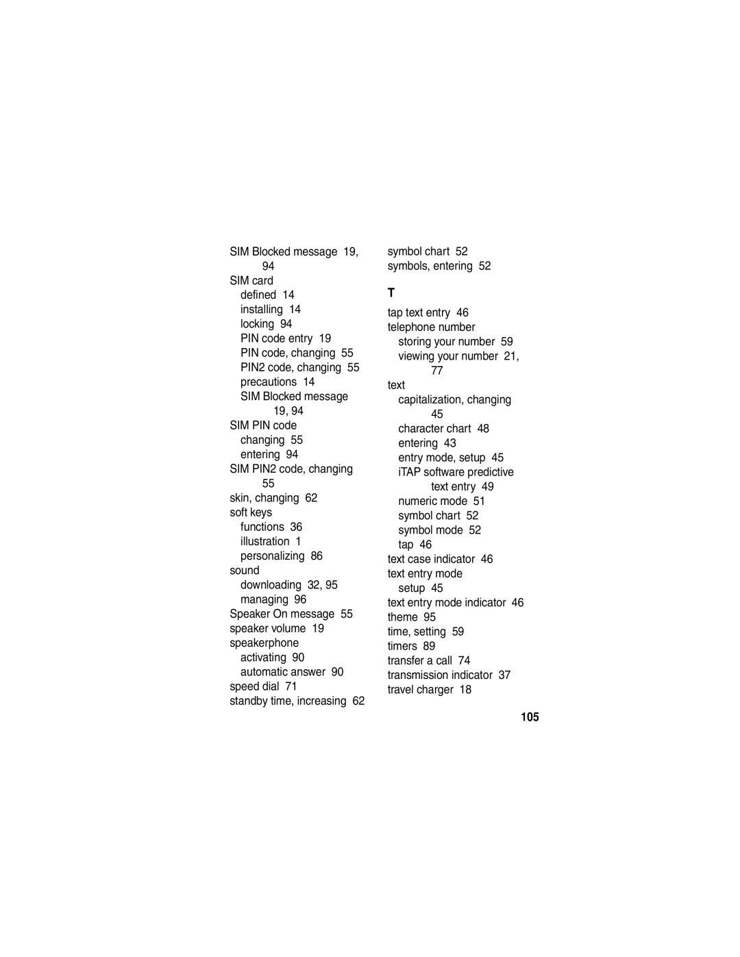 Motorola C975 manual Speed dial Standby time, increasing, Text Capitalization, changing Character chart 48 entering 