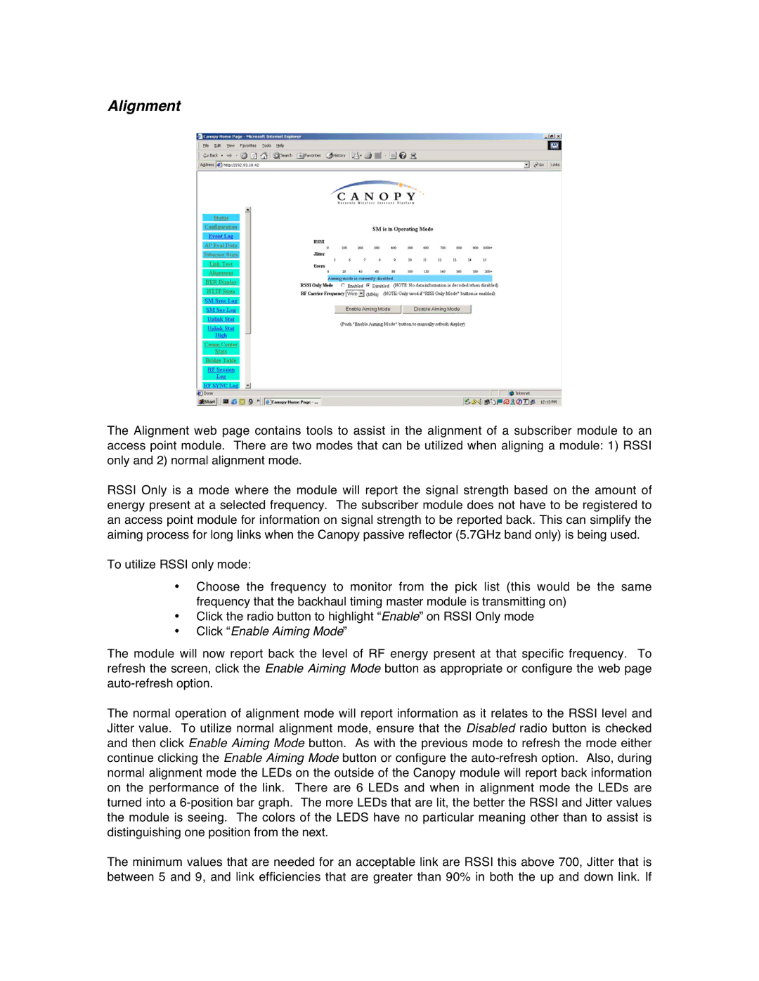 Motorola Canopy Backhaul Module user manual Alignment 