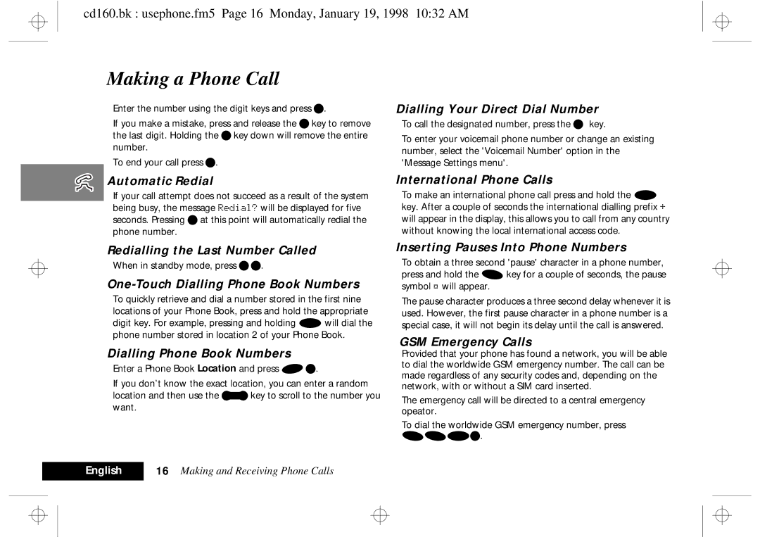 Motorola cd 160 manual Making a Phone Call 