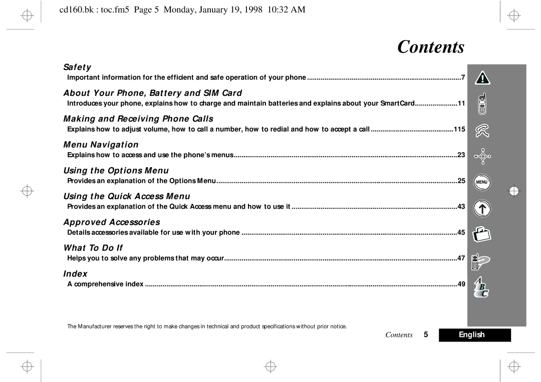 Motorola cd 160 manual Contents 