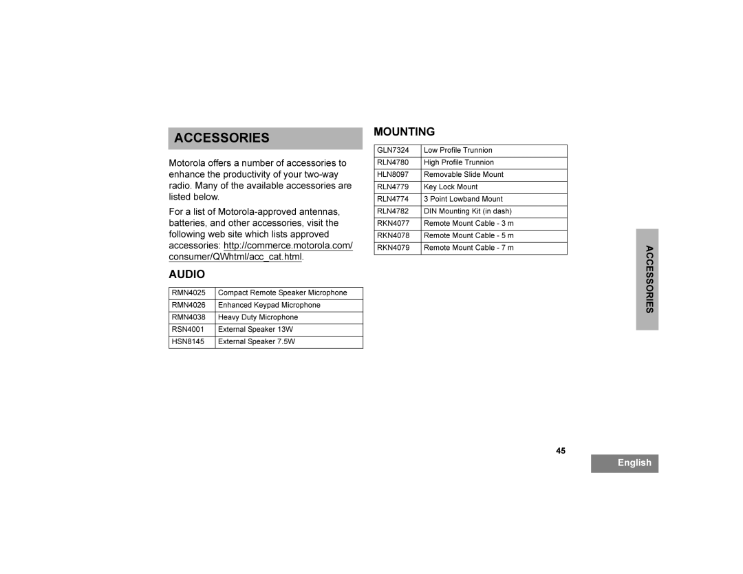 Motorola CDM1250 manual $8,2, DFFHVVRULHV+ KWW Frpp UF Prwrurodfrp, FRQVXPHU4KWPODFFBFDW Kwpo 