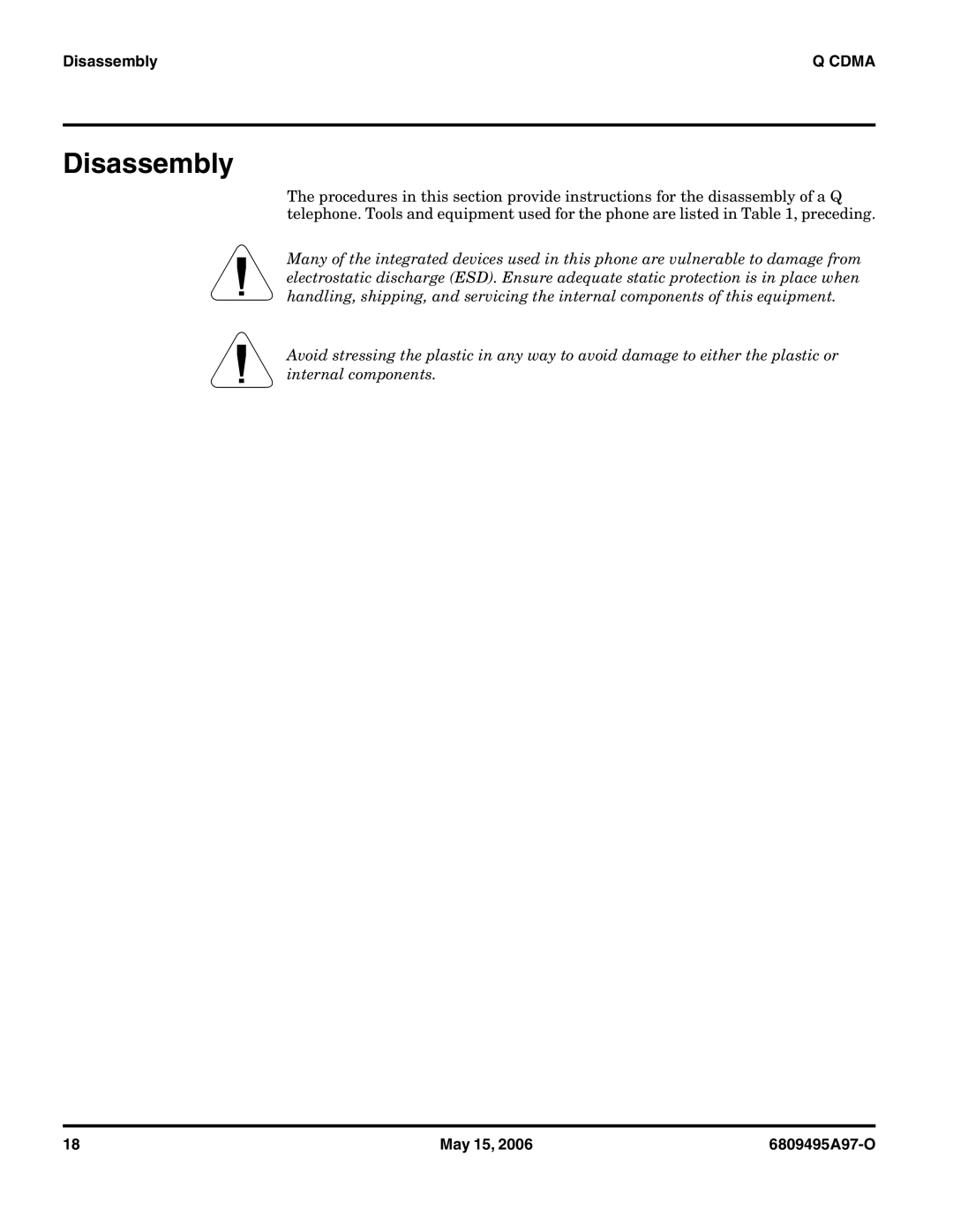 Motorola CDMA 800/1900 MHz service manual Disassembly 