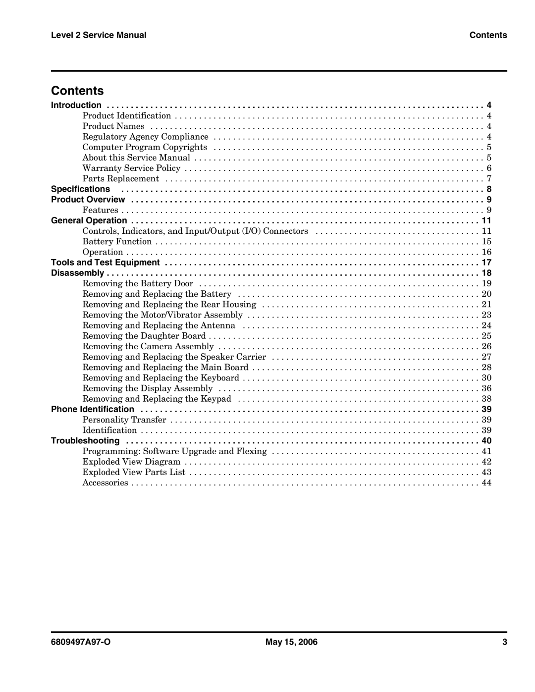 Motorola CDMA 800/1900 MHz service manual Contents 