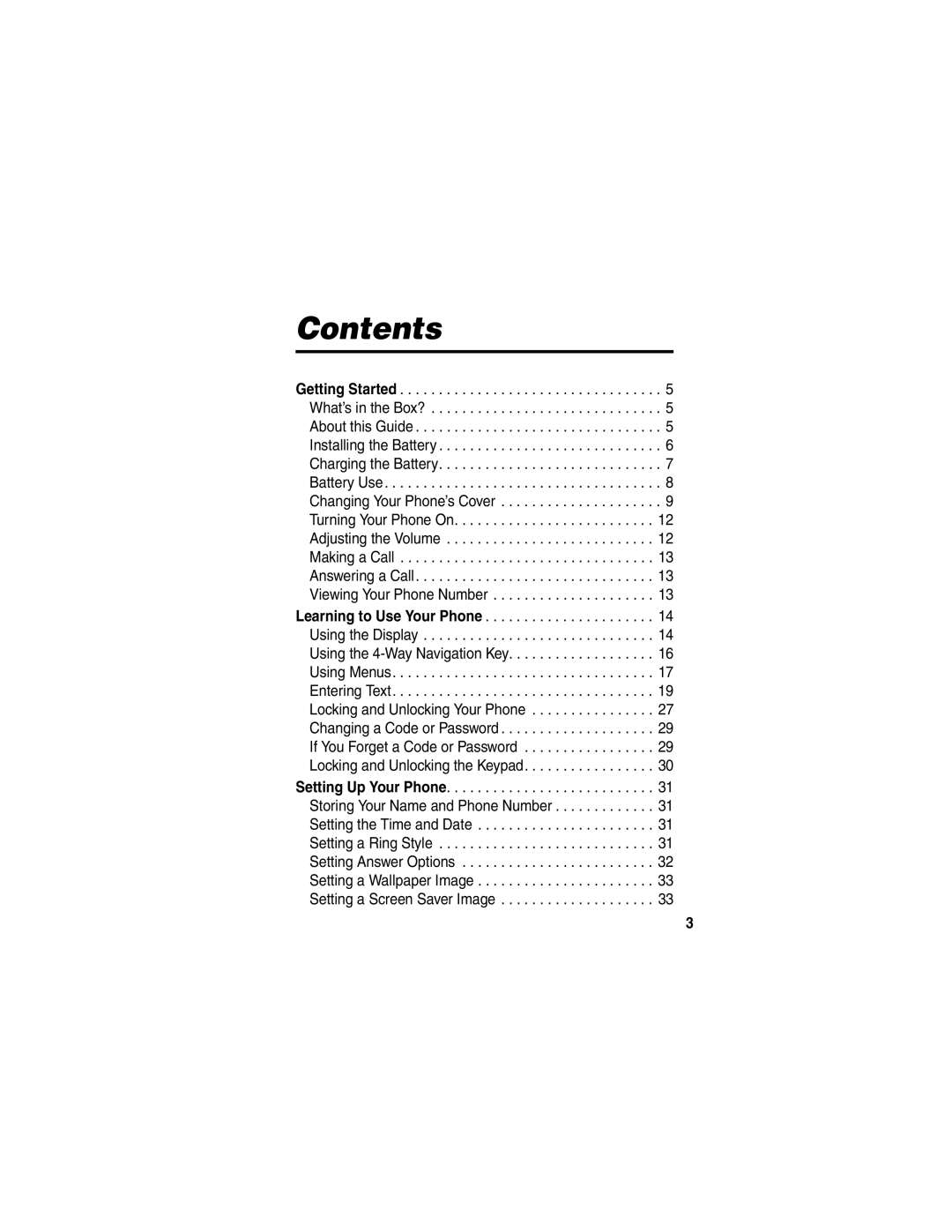 Motorola C341a, CDMA manual Contents 