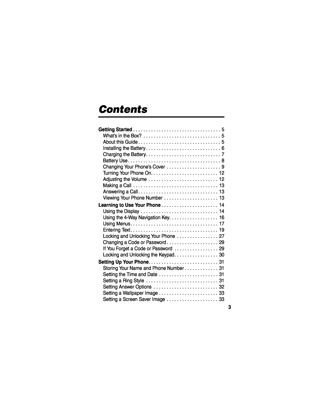 Motorola C341a, CDMA manual Contents 