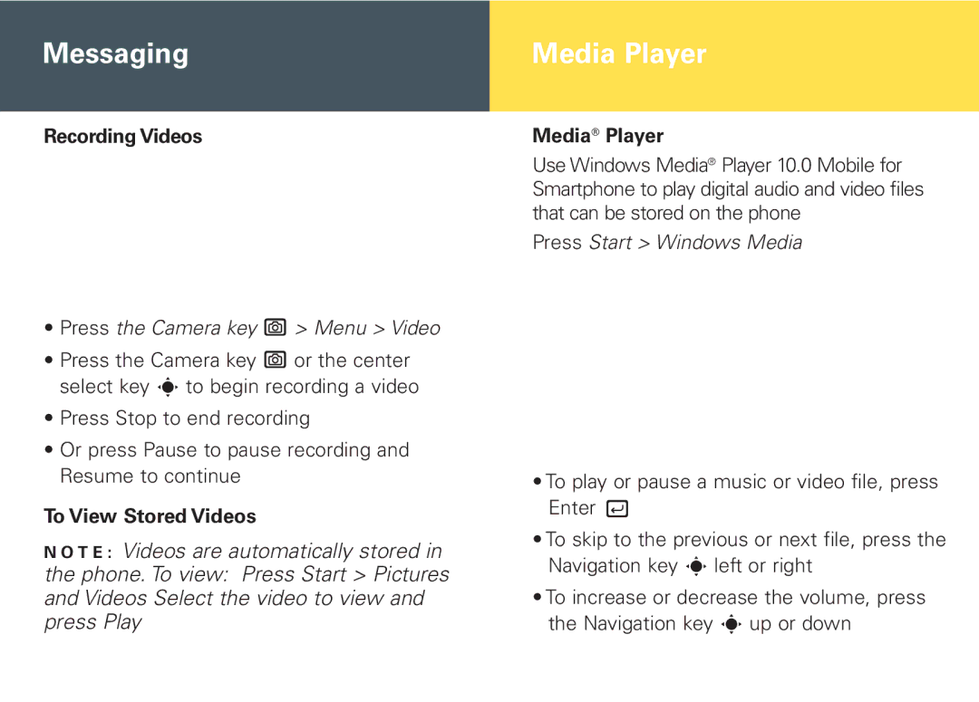 Motorola Cellular Telephone and PDA manual Media Player, Recording Videos, To View Stored Videos 