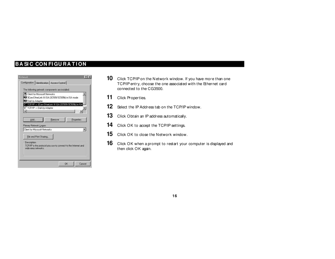 Motorola CG3500 manual Basic Configuration 