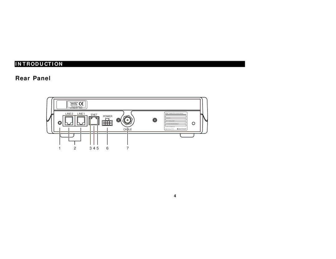 Motorola CG3500 manual Rear Panel, Cable 