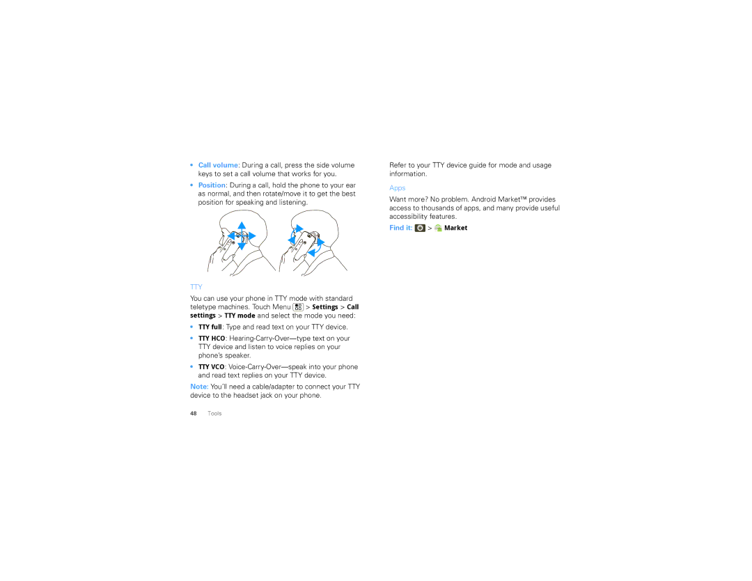 Motorola CLIQ 2 manual Apps, Find it Market 