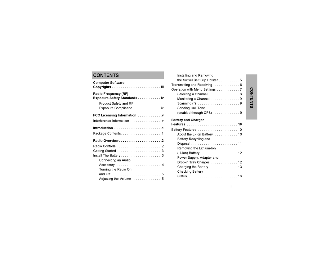 Motorola CLP1040, CLP series, CLP1010 manual Contents 