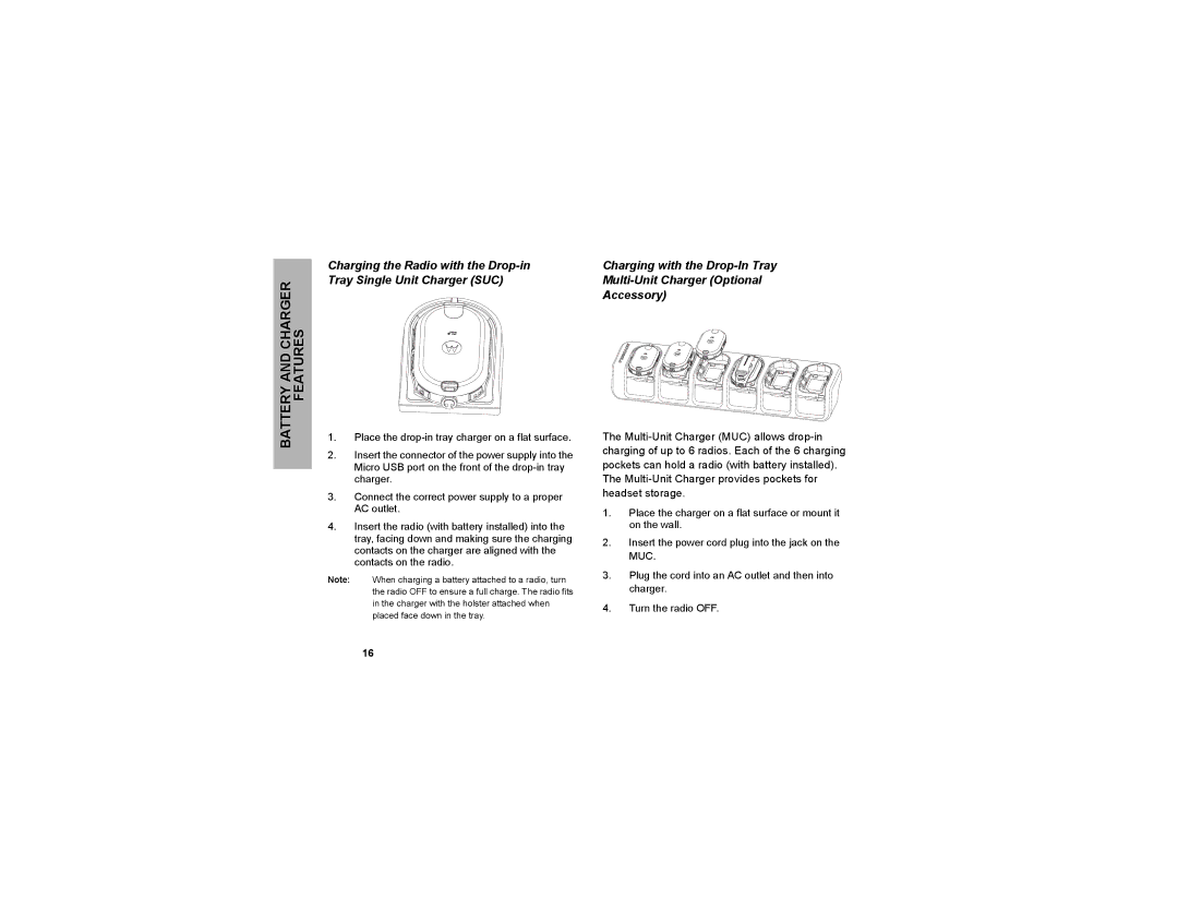 Motorola CLP1060 manual Battery and Charger Features 