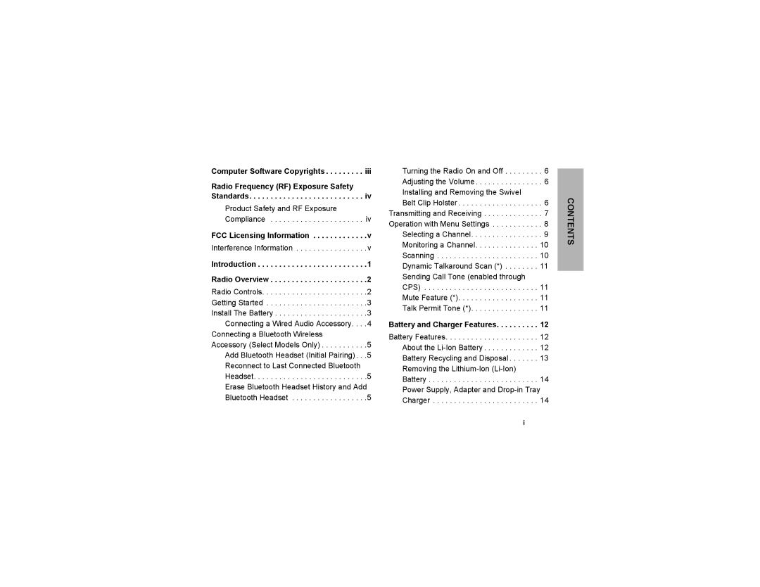 Motorola CLP1060 manual Computer Software Copyrights, FCC Licensing Information, Battery and Charger Features 