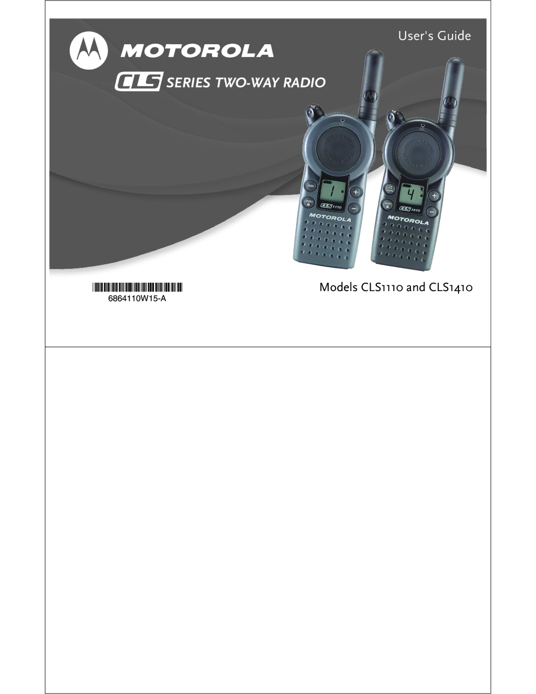 Motorola CLS1110 CLS1410 manual Series TWO-WAY Radio 