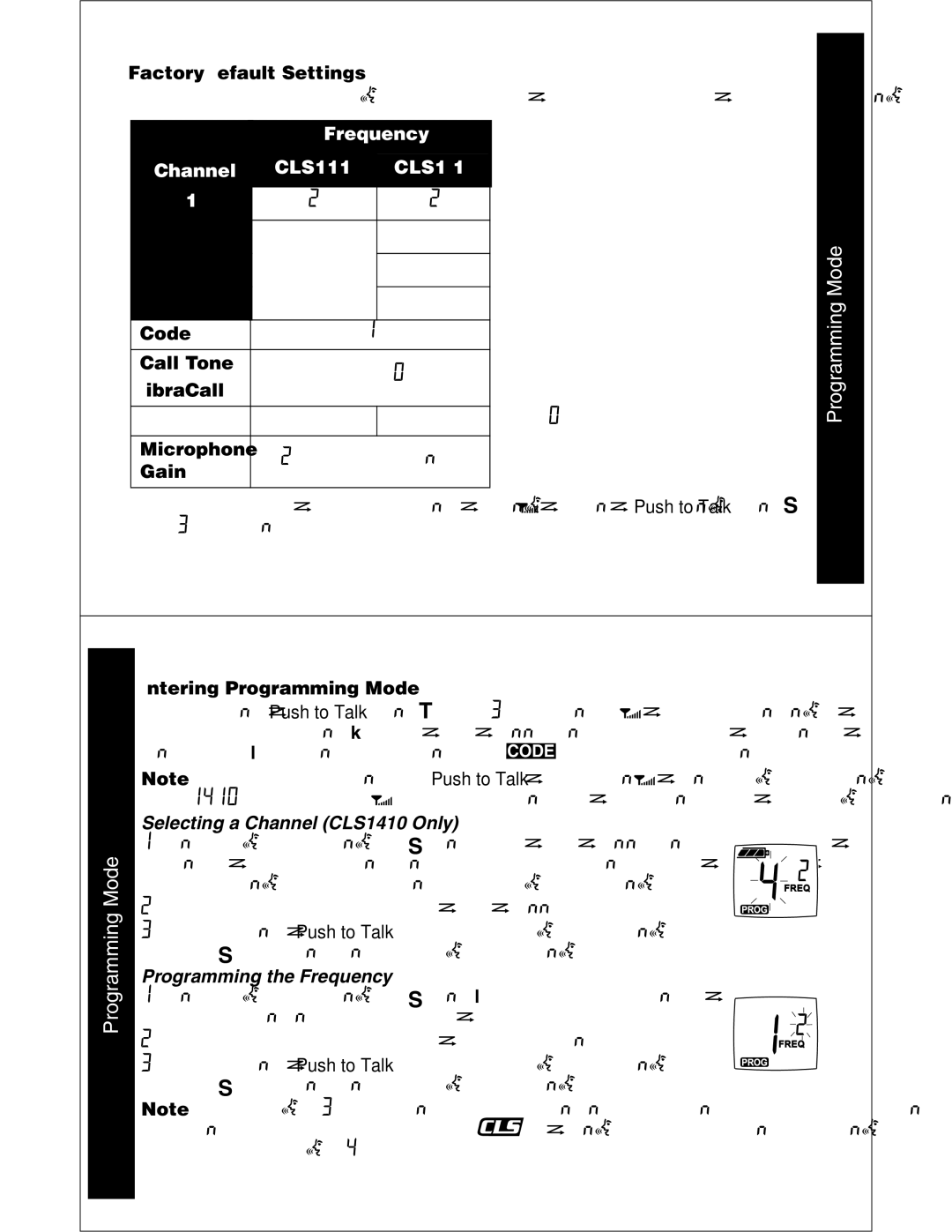 Motorola manual Frequency Channel CLS1110 CLS1410, Selecting a Channel CLS1410 Only, Programming the Frequency 