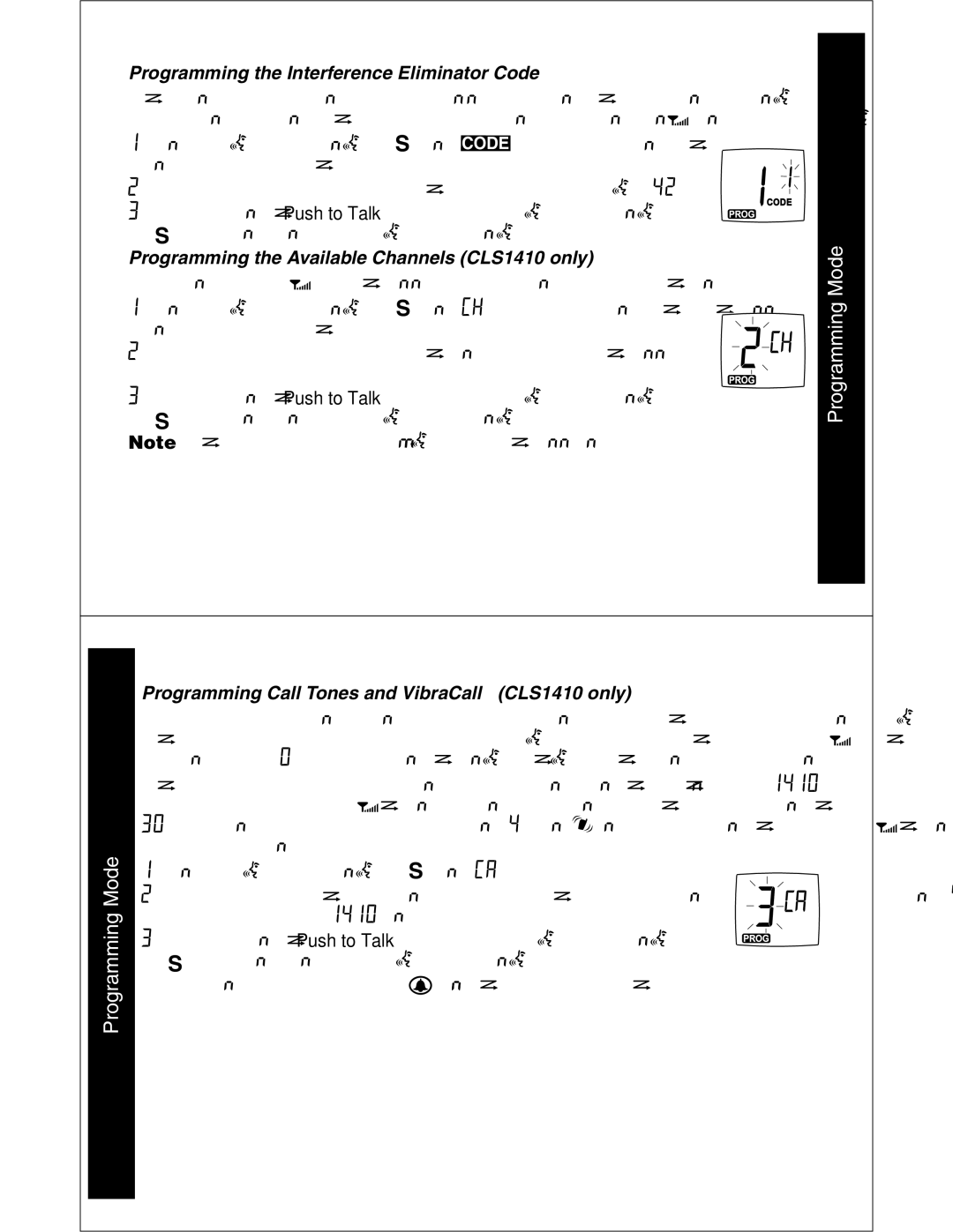 Motorola CLS1110 CLS1410 Programming the Interference Eliminator Code, Programming the Available Channels CLS1410 only 