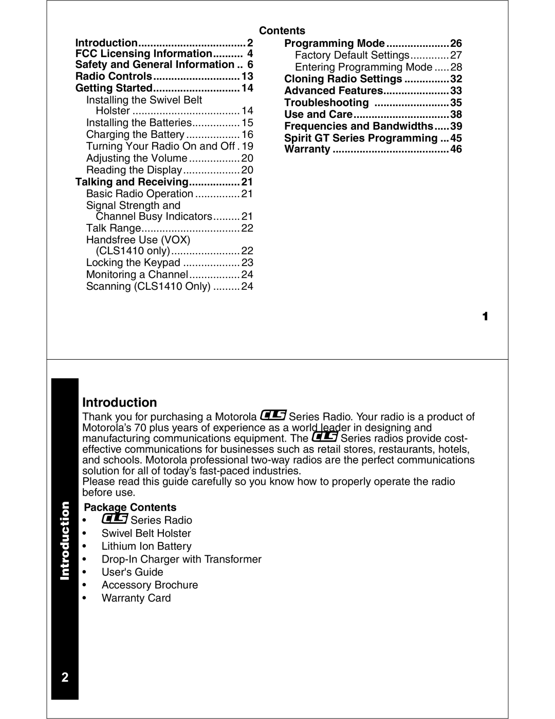 Motorola CLS1110 CLS1410 manual Introduction 