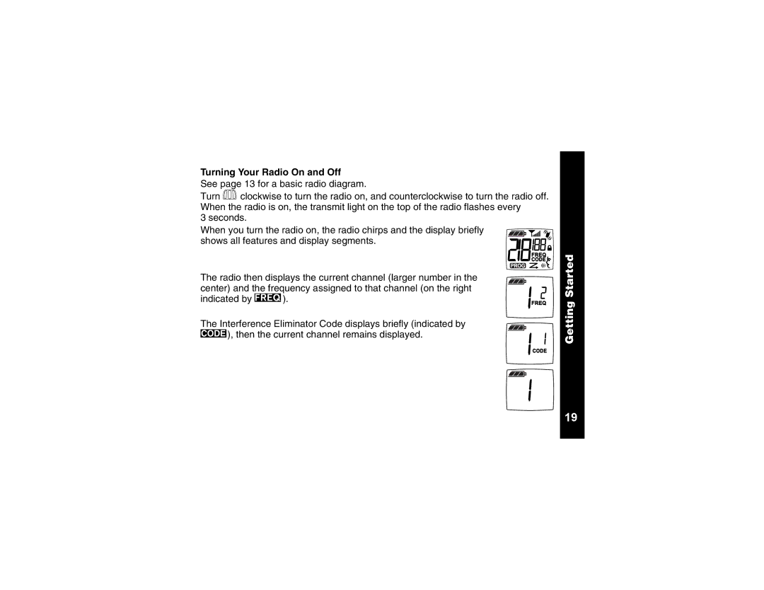 Motorola CLS1110, CLS1410 manual Turning Your Radio On and Off 