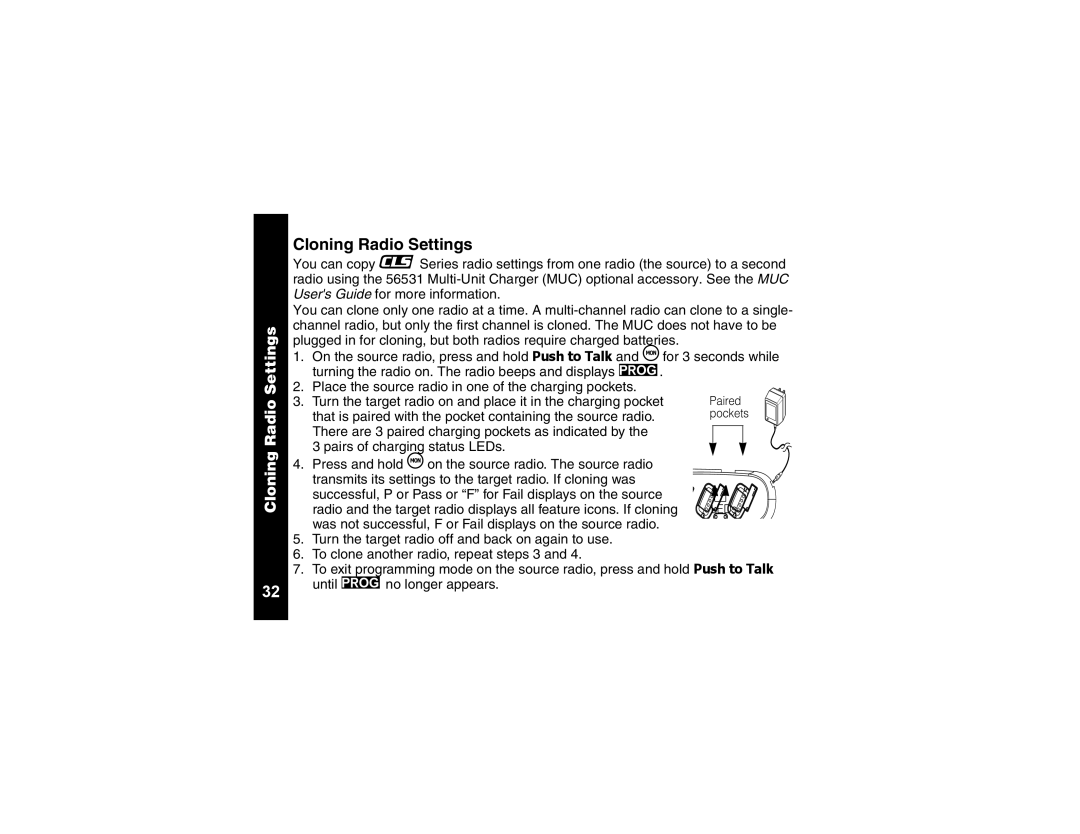 Motorola CLS1410, CLS1110 manual Cloning Radio Settings 