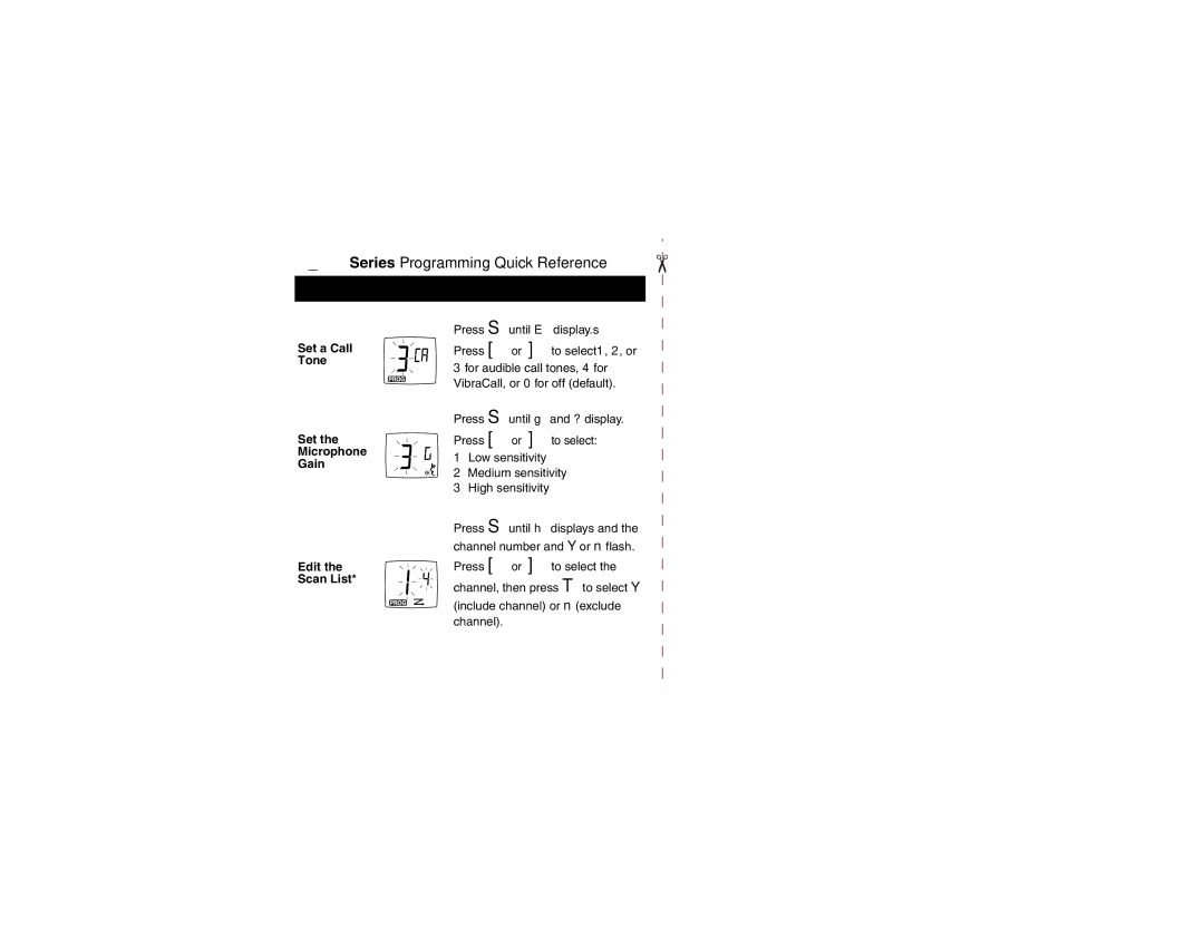 Motorola CLS1410, CLS1110 manual Set a Call Tone Microphone Gain Edit the Scan List 