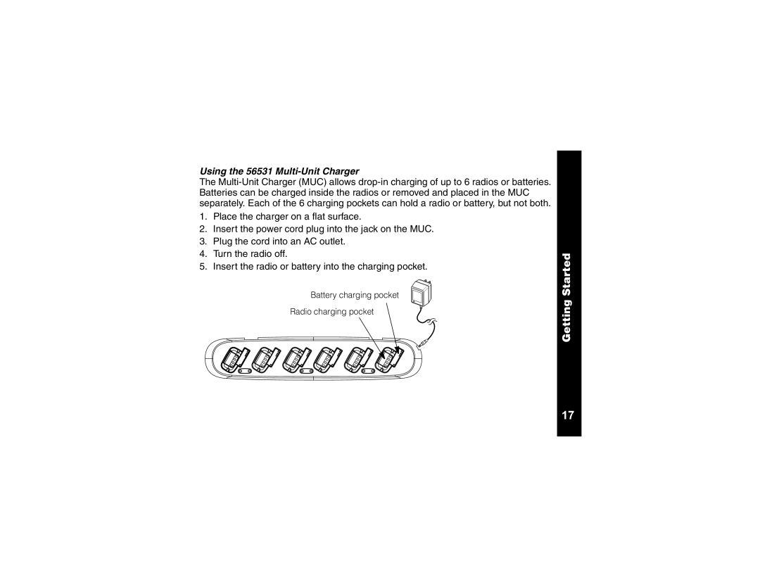 Motorola CLS1410 manual Using the 56531 Multi-Unit Charger 