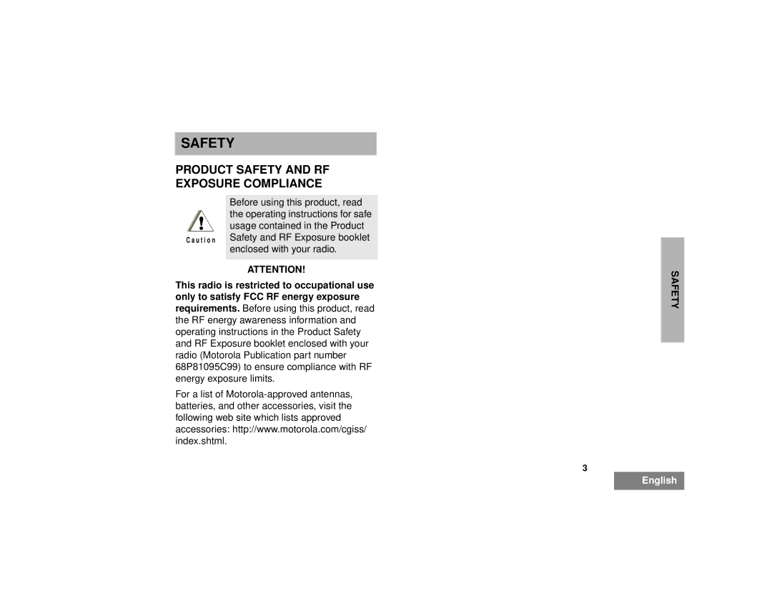 Motorola CM300 manual Product Safety and RF Exposure Compliance 