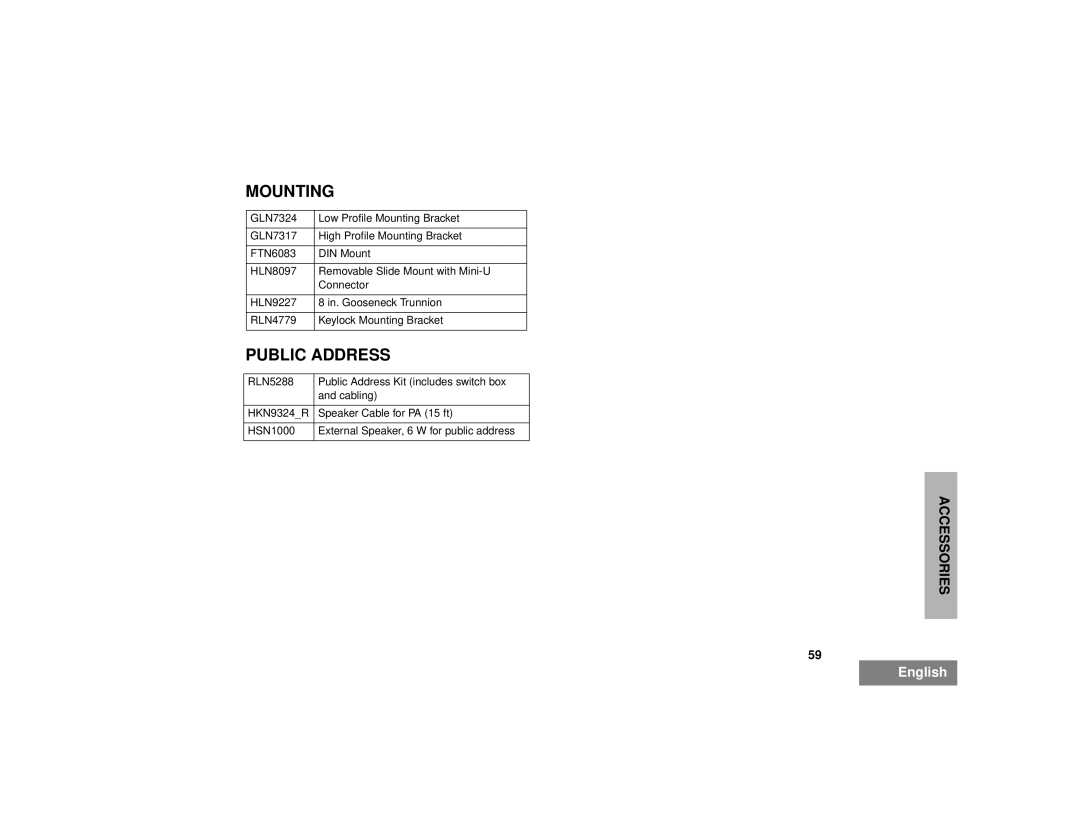 Motorola CM300TM manual Mounting, Public Address 