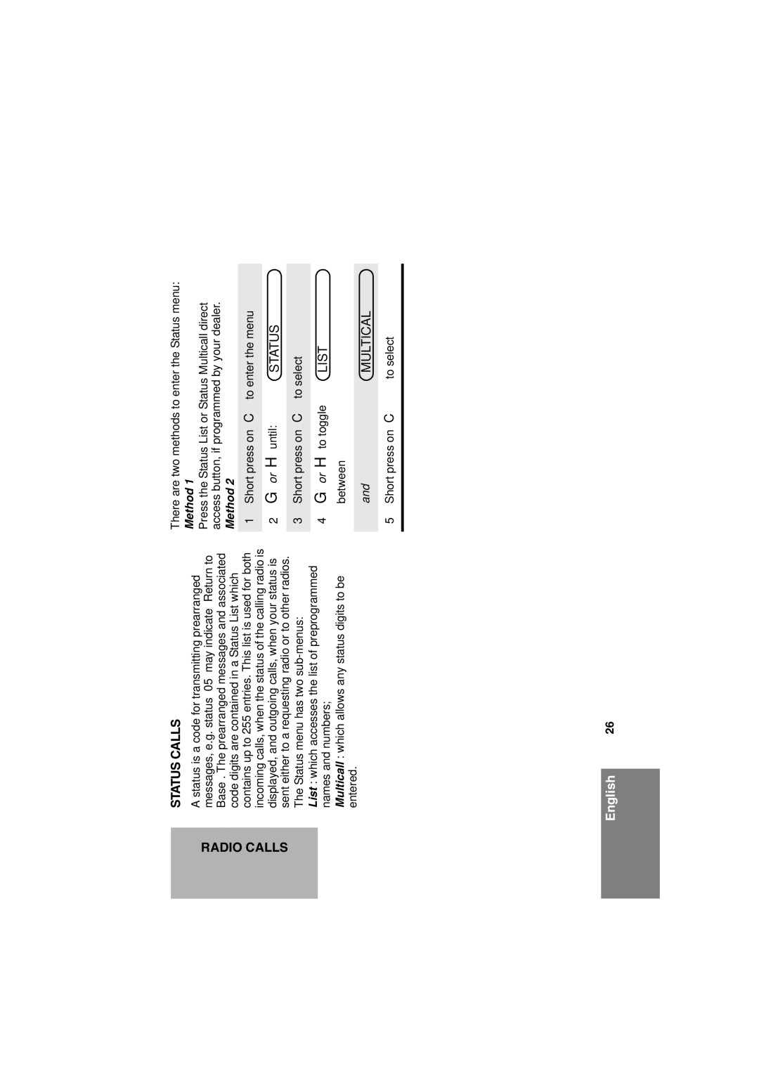 Motorola CM360 manual Radio Calls Status Calls 