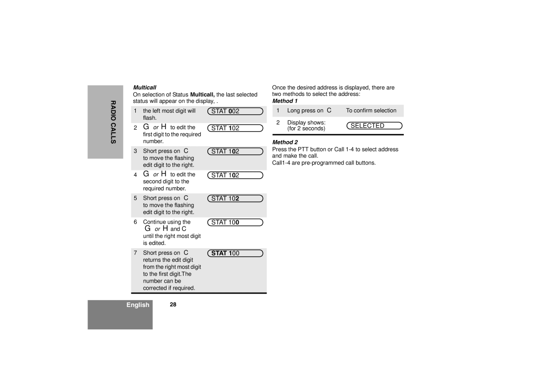 Motorola CM360 manual Stat 