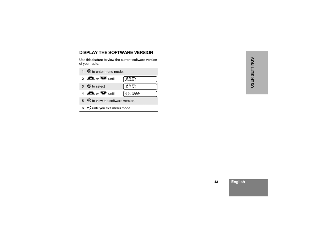 Motorola Commercial Series Radio CP160, 6866550D05-O manual Display the Software Version 