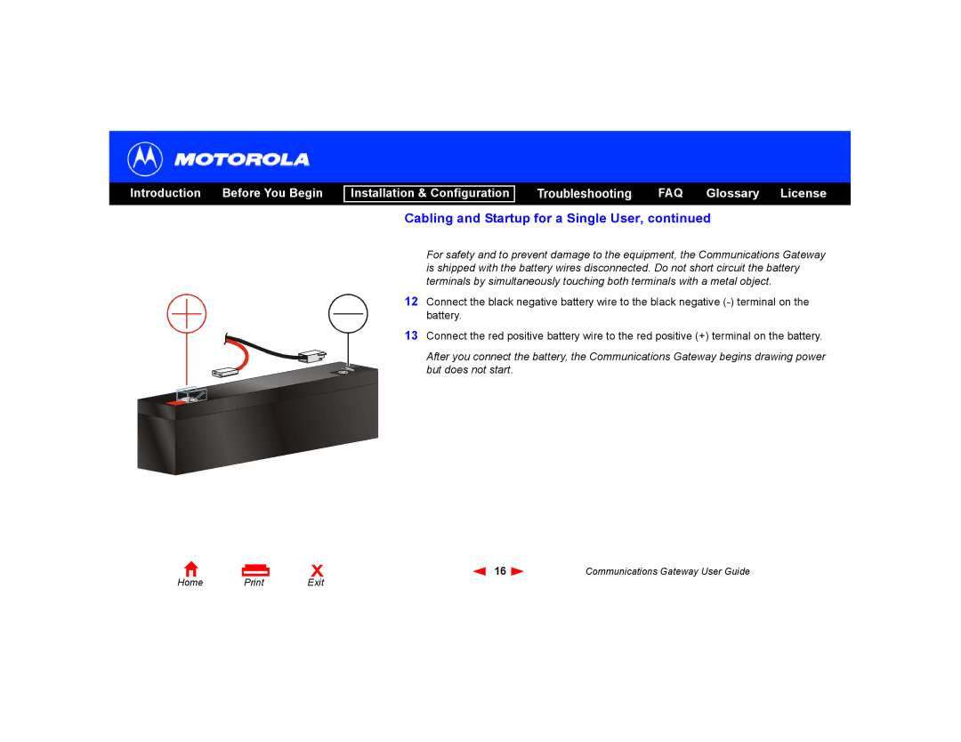 Motorola Communications Gateway manual Cabling and Startup for a Single User 