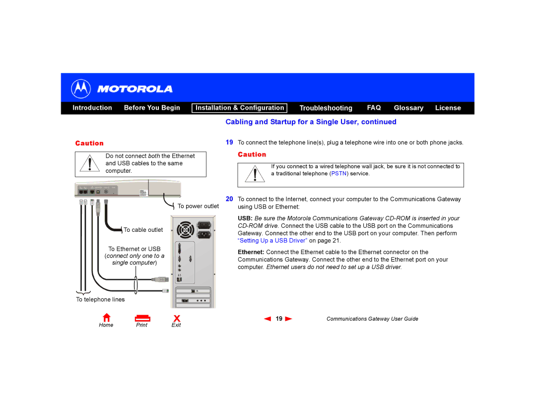 Motorola Communications Gateway manual To telephone lines 