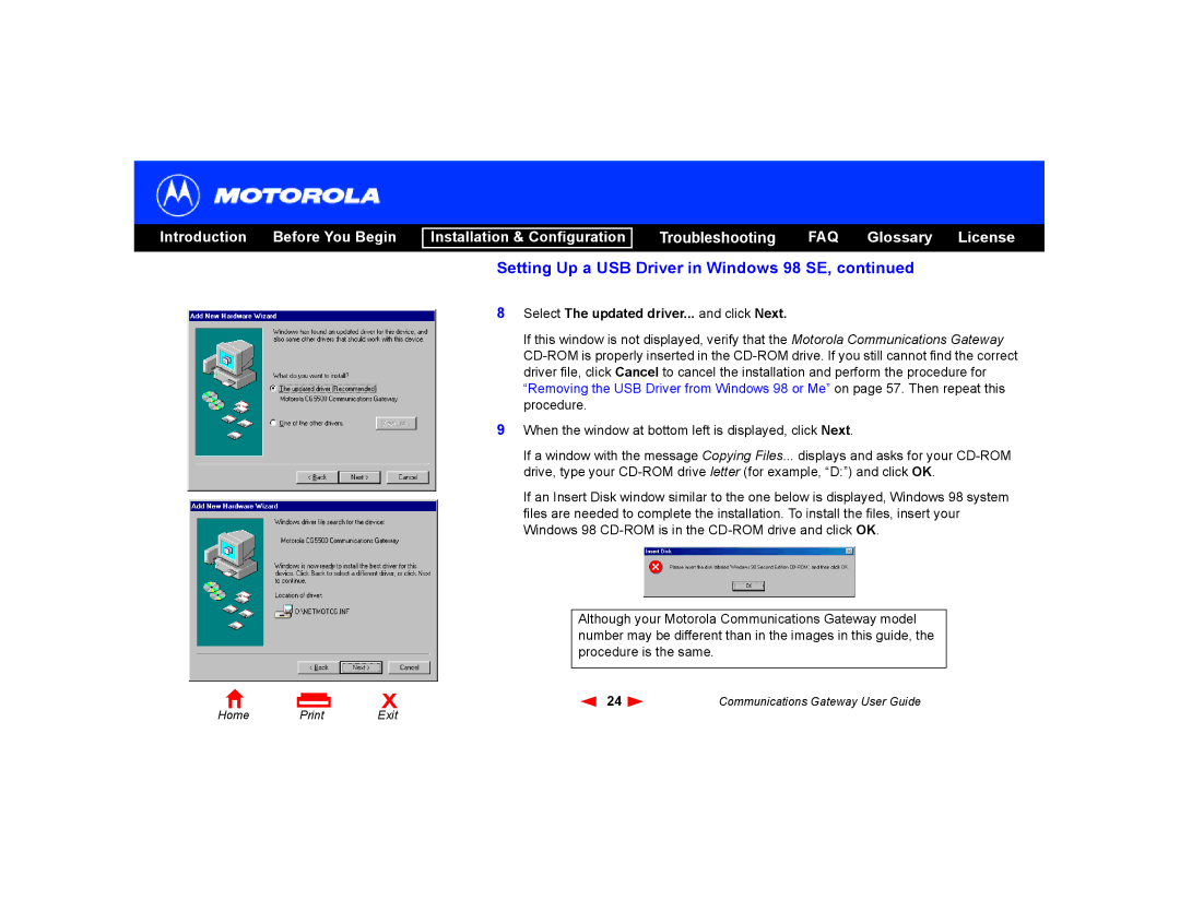 Motorola Communications Gateway manual Select The updated driver... and click Next 